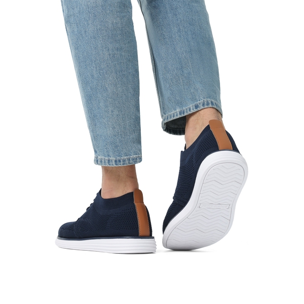 [KnitFlex Breeze] Men's Knitted Oxford Sneaker Shoes - DARK BLUE - 8